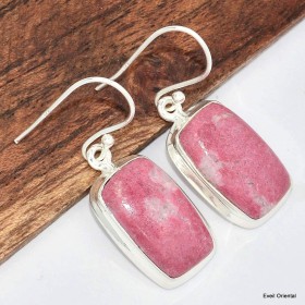 Boucles d'oreilles rectangulaires en Thulite rose Boucles d'oreilles en pierres KC72.2