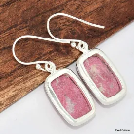 Boucles d'oreilles argent Thulite rose - Boucles d'oreilles en pierres naturelles