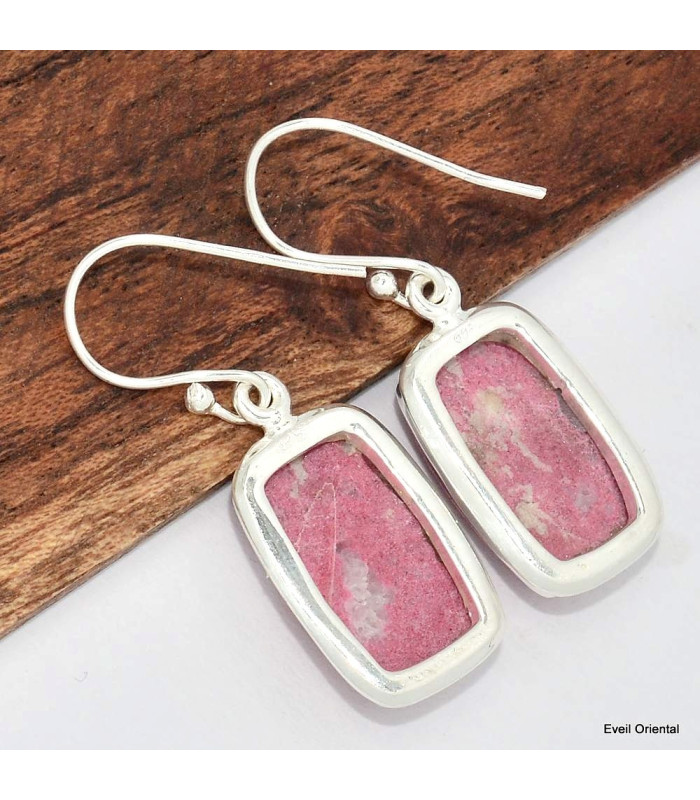 Boucles d'oreilles argent Thulite rose Boucles d'oreilles en pierres KC72.2