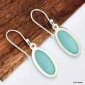 Boucles d'oreilles Calcédoine bleue ovales Boucles d'oreilles en pierres KC74.1