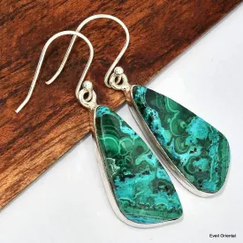 Boucles d'oreilles Malachite sur Chrysocolle forme libre - Boucles d'oreilles en pierres naturelles