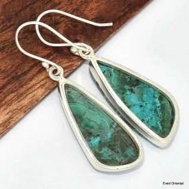 Boucles d'oreilles Malachite sur Chrysocolle forme libre - Boucles d'oreilles en pierres naturelles