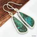 Boucles d'oreilles Malachite sur Chrysocolle forme libre - Boucles d'oreilles en pierres naturelles