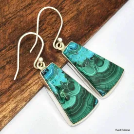 Boucles d'oreilles trapèze Malachite Chrysocolle - Boucles d'oreilles en pierres naturelles