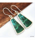Boucles d'oreilles trapèze Malachite Chrysocolle Boucles d'oreilles en pierres KC75.1