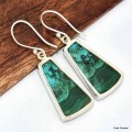 Boucles d'oreilles trapèze Malachite Chrysocolle Boucles d'oreilles en pierres KC75.1