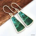 Boucles d'oreilles trapèze Malachite Chrysocolle - Boucles d'oreilles en pierres naturelles