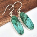 Boucles d'oreilles longues Malachite Chrysocolle Boucles d'oreilles en pierres KC75.2