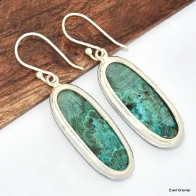 Boucles d'oreilles longues Malachite Chrysocolle - Boucles d'oreilles en pierres naturelles