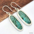 Boucles d'oreilles longues Malachite Chrysocolle Boucles d'oreilles en pierres KC75.2