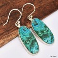Boucles d'oreilles pendantes en Malachite sur Chrysocolle Boucles d'oreilles en pierres KC75.4