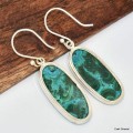 Boucles d'oreilles pendantes en Malachite sur Chrysocolle Boucles d'oreilles en pierres KC75.4