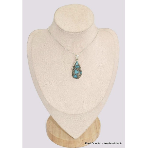 Pendentif goutte Turquoise mohave avec Pyrite Bijoux en Turquoise BK72.10