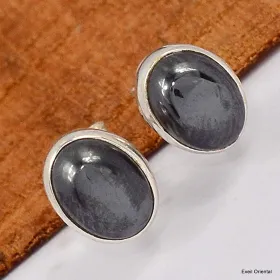 Boucles d'oreilles Hématite cabochon - Bijoux en Hématite