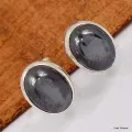 Boucles d'oreilles Hématite cabochon - Bijoux en Hématite