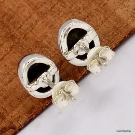 Boucles d'oreilles Hématite cabochon - Bijoux en Hématite