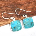 Boucles d'oreilles carrées en Turquoise Mohave Boucles d'oreilles en pierres KC77