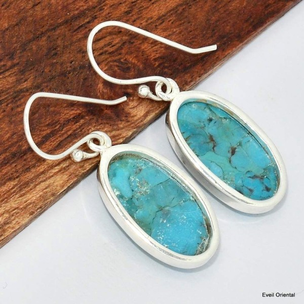 Boucles d'oreilles ovales en Turquoise Mohave Boucles d'oreilles en pierres KC77.1