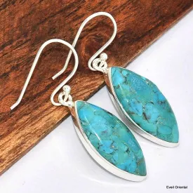 Boucles d'oreilles marquise en Turquoise naturelle - Boucles d'oreilles en pierres naturelles