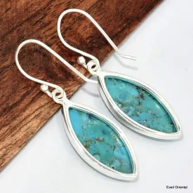 Boucles d'oreilles marquise en Turquoise naturelle - Boucles d'oreilles en pierres naturelles