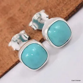 Boucles d'oreilles Turquoise Kingman carrées - Boucles d'oreilles en pierres naturelles
