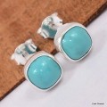 Boucles d'oreilles Turquoise Kingman carrées Boucles d'oreilles en pierres KC78.1