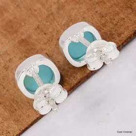 Boucles d'oreilles Turquoise Kingman carrées - Boucles d'oreilles en pierres naturelles
