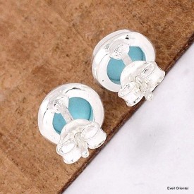 Boucles d'oreilles authentique Turquoise kingman rondes Boucles d'oreilles en pierres KC78.2