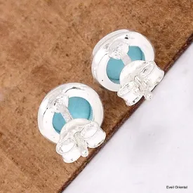 Boucles d'oreilles authentique Turquoise kingman rondes - Boucles d'oreilles en pierres naturelles