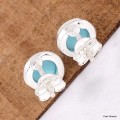Boucles d'oreilles authentique Turquoise kingman rondes Boucles d'oreilles en pierres KC78.2