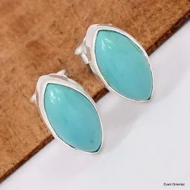 Boucles d'oreilles authentique Turquoise kingman marquise - Boucles d'oreilles en pierres naturelles