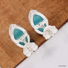 Boucles d'oreilles authentique Turquoise kingman marquise Boucles d'oreilles en pierres KC78.3