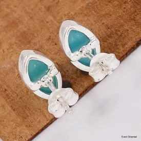 Boucles d'oreilles authentique Turquoise kingman marquise - Boucles d'oreilles en pierres naturelles