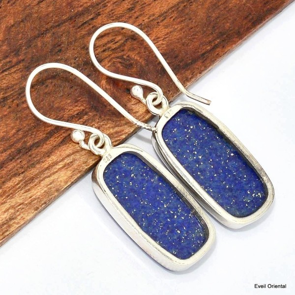 Boucles d'oreilles Lapis lazuli rectangulaire Boucles d'oreilles en pierres KC79.2