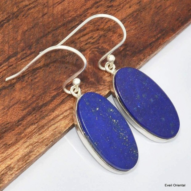 Boucles d'oreilles Lapis lazuli ovales Boucles d'oreilles en pierres KC79.4
