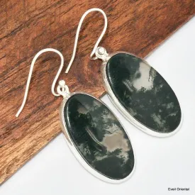 Grandes boucles d'oreilles ovales en Agate mousse - Boucles d'oreilles en pierres naturelles