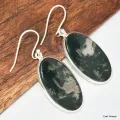 Grandes boucles d'oreilles ovales en Agate mousse - Boucles d'oreilles en pierres naturelles
