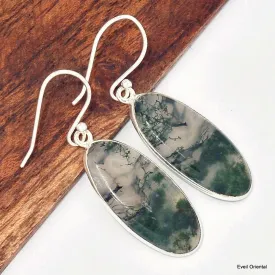 Boucles d'oreilles ovales en Agate mousse - Boucles d'oreilles en pierres naturelles