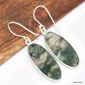 Boucles d'oreilles ovales en Agate mousse - Boucles d'oreilles en pierres naturelles