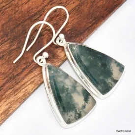 Boucles d'oreilles triangle en Agate mousse - Boucles d'oreilles en pierres naturelles