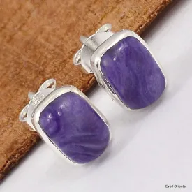 Boucles d'oreilles clous en Charoite - Boucles d'oreilles en pierres naturelles