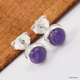Clous d'oreilles en Charoite de Russie - Boucles d'oreilles en pierres naturelles