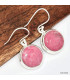 Boucles d'oreilles rondes en Thulite rose Boucles d'oreilles en pierres KC84