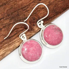 Boucles d'oreilles rondes en Thulite rose - Boucles d'oreilles en pierres naturelles