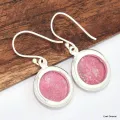 Boucles d'oreilles rondes en Thulite rose - Boucles d'oreilles en pierres naturelles