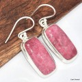 Boucles d'oreilles rectangulaires en Thulite rose Boucles d'oreilles en pierres KC84.1