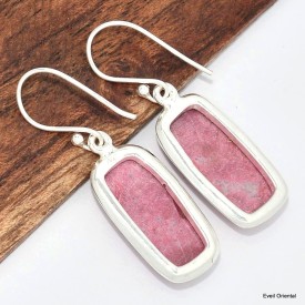 Boucles d'oreilles rectangulaires en Thulite rose Boucles d'oreilles en pierres KC84.1