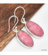 Boucles d'oreilles ovales en Thulite rose Boucles d'oreilles en pierres KC84.2