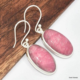 Boucles d'oreilles ovales en Thulite rose Boucles d'oreilles en pierres KC84.2