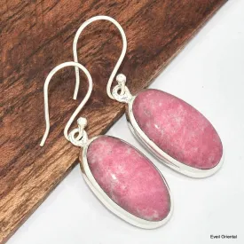 Boucles d'oreilles ovales en Thulite rose - Boucles d'oreilles en pierres naturelles